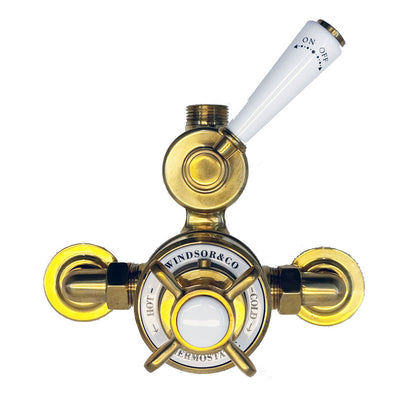 Windsor & Co klassieke losse opbouw thermostaatkraan met één weg, gepolijst messing (living color)