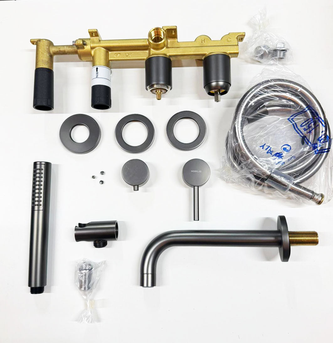 Nobili Well wand inbouw badmengkraan met automatische omstelinrichting, London Grey (gun metal)