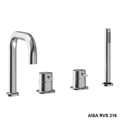 Cisal Xion of Xenz&nbsp;Pure 4-gats badrandkraan met uitloop en 2-weg omstel volledig 100% RVS