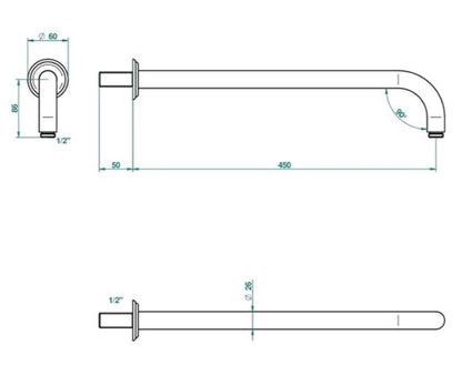 THG Paris hoofddouche 200 mm met wand bevestiging chroom 