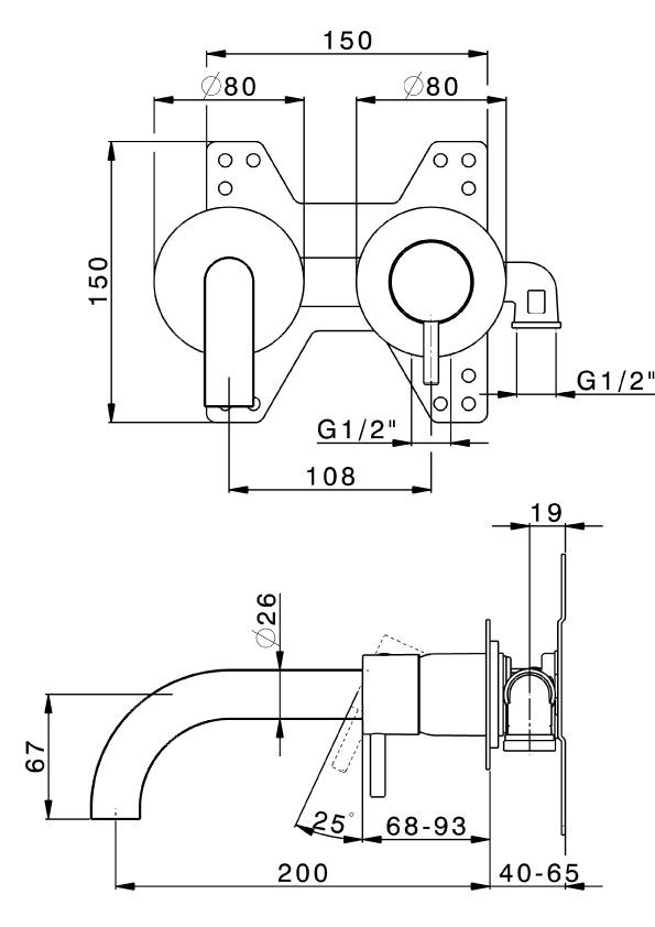 Xenz Duero 2-gats wastafelkraan inbouw mat wit