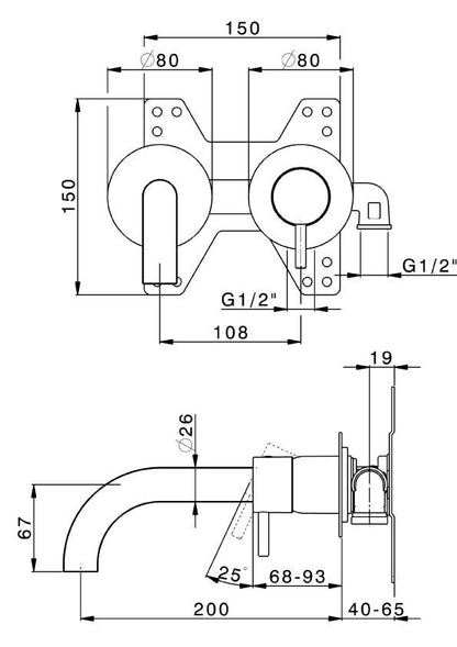 Xenz Duero 2-gats wastafelkraan inbouw mat wit