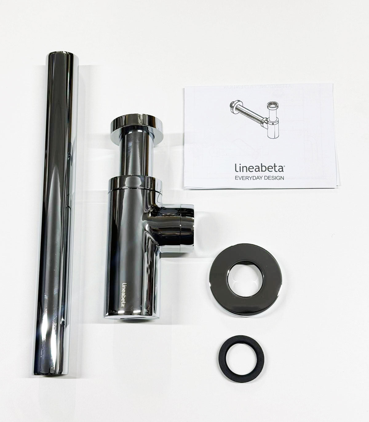 Lineabeta Design bekersifon met rozet, Chroom