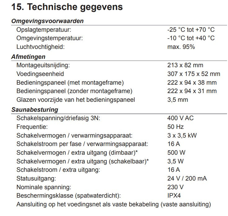 Sentiotec Just-105W-FI bedieningspaneel + Stroomverlengstuk + Ondal relaiskast S2-18 voor de perfecte sauna-ervaring