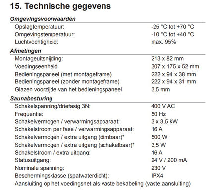 Sentiotec Just-105W-FI bedieningspaneel + Stroomverlengstuk + Ondal relaiskast S2-18 voor de perfecte sauna-ervaring