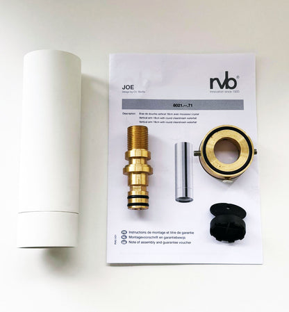 RVB JOE design hoofddouche Ø 50 mm, clearstream waterval met verticaal douchearm 180 mm, mat wit