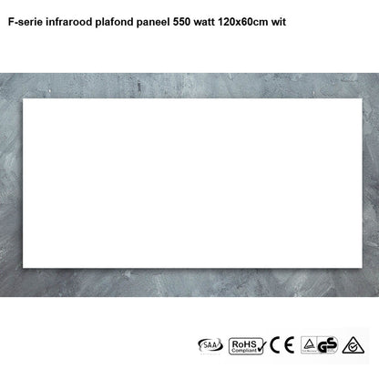 F-serie infrarood plafond paneel 550 watt 120x60cm wit