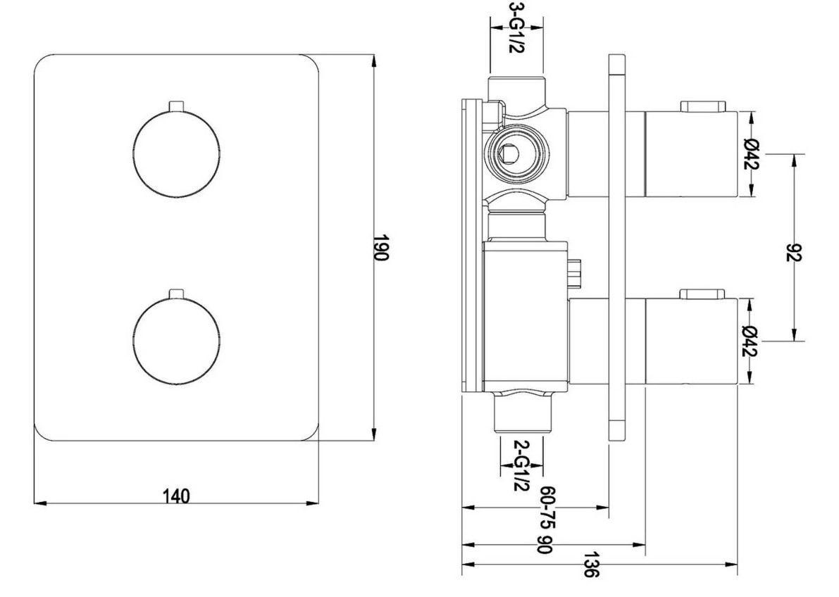 Ben Lavion inbouw thermostaat doucheset 3-weg hoofddouche met Dual Air-in Rain waterval/cascade chroom