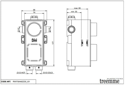 Treemme Ran inbouw thermostaat mengkraan met 2-weg omstelling, Chroom