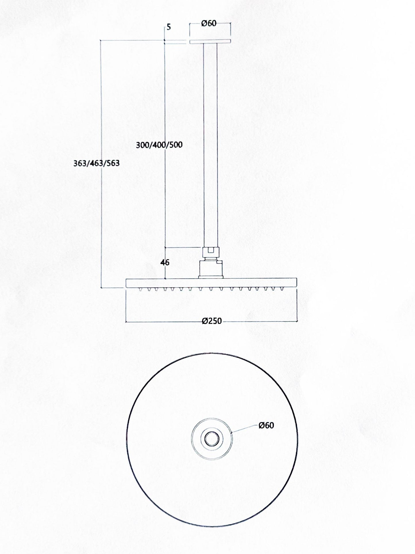 Procasa Finn / Waterevolution Flow hoofddouche Ø250 mm met plafondbevestiging copper PVD