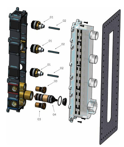 Hotbath Cobber complete inbouw Regendouche set met 3 Pushbuttons, 30 cm hoofddouche met wandbevestiging, Geborsteld nikkel