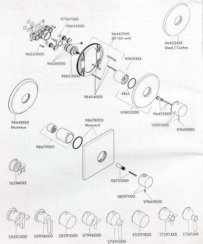 Hansgrohe Axor Citterio highflow afdekset thermostaat met rechte greep chroom