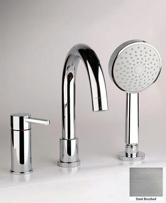 Gessi Font, Via Tortana 3-gats design badrandmengkraan combinatie met omstel en handdoucheset, RVS