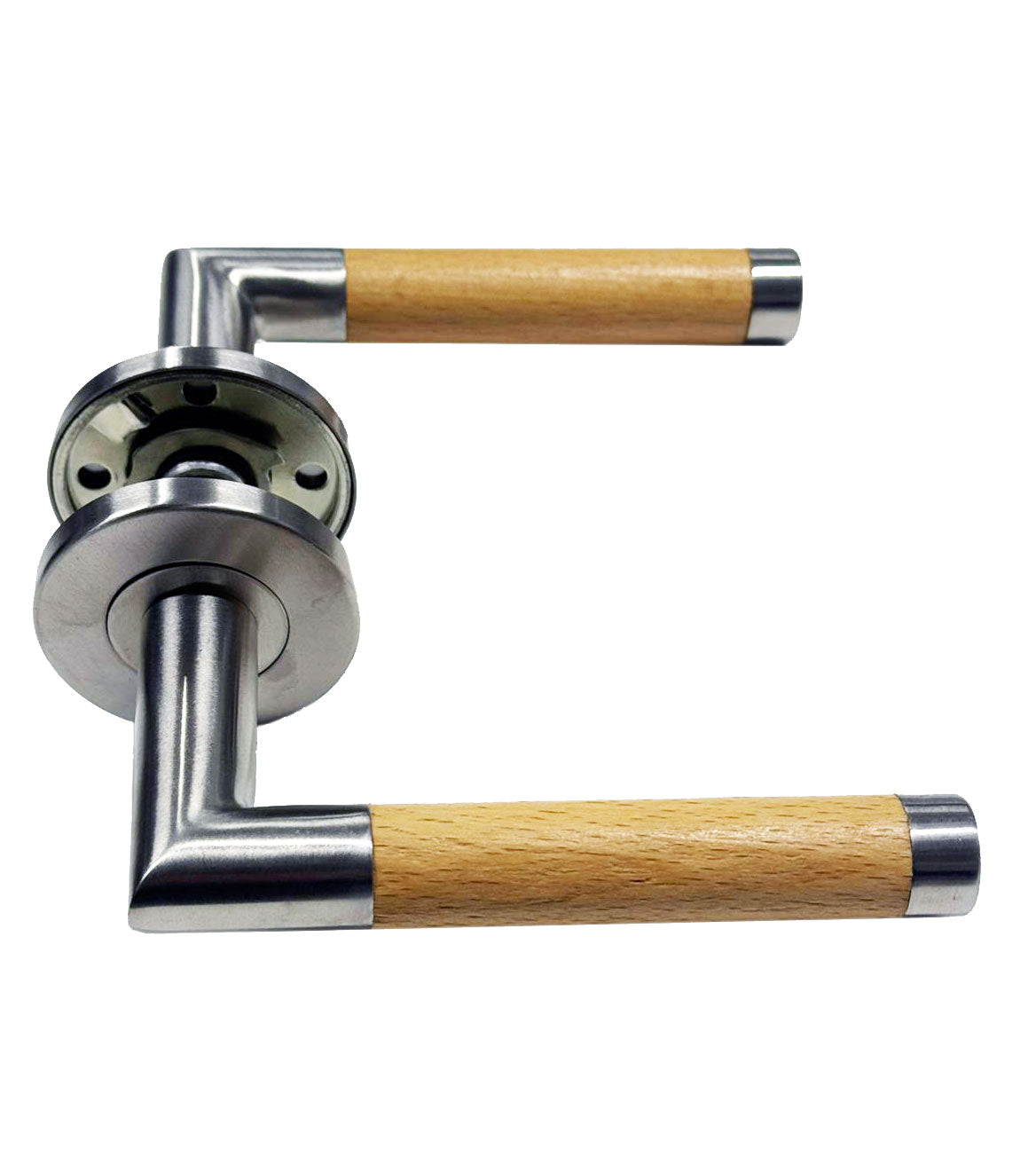 Moderne deurkrukken van RVS en hout – tijdloos design