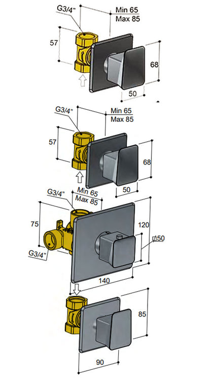 Hotbath Bro Inbouw Thermostaat Doucheset 3 Stopkranen, Hoofddouche met Waterval & Cascade, Chroom