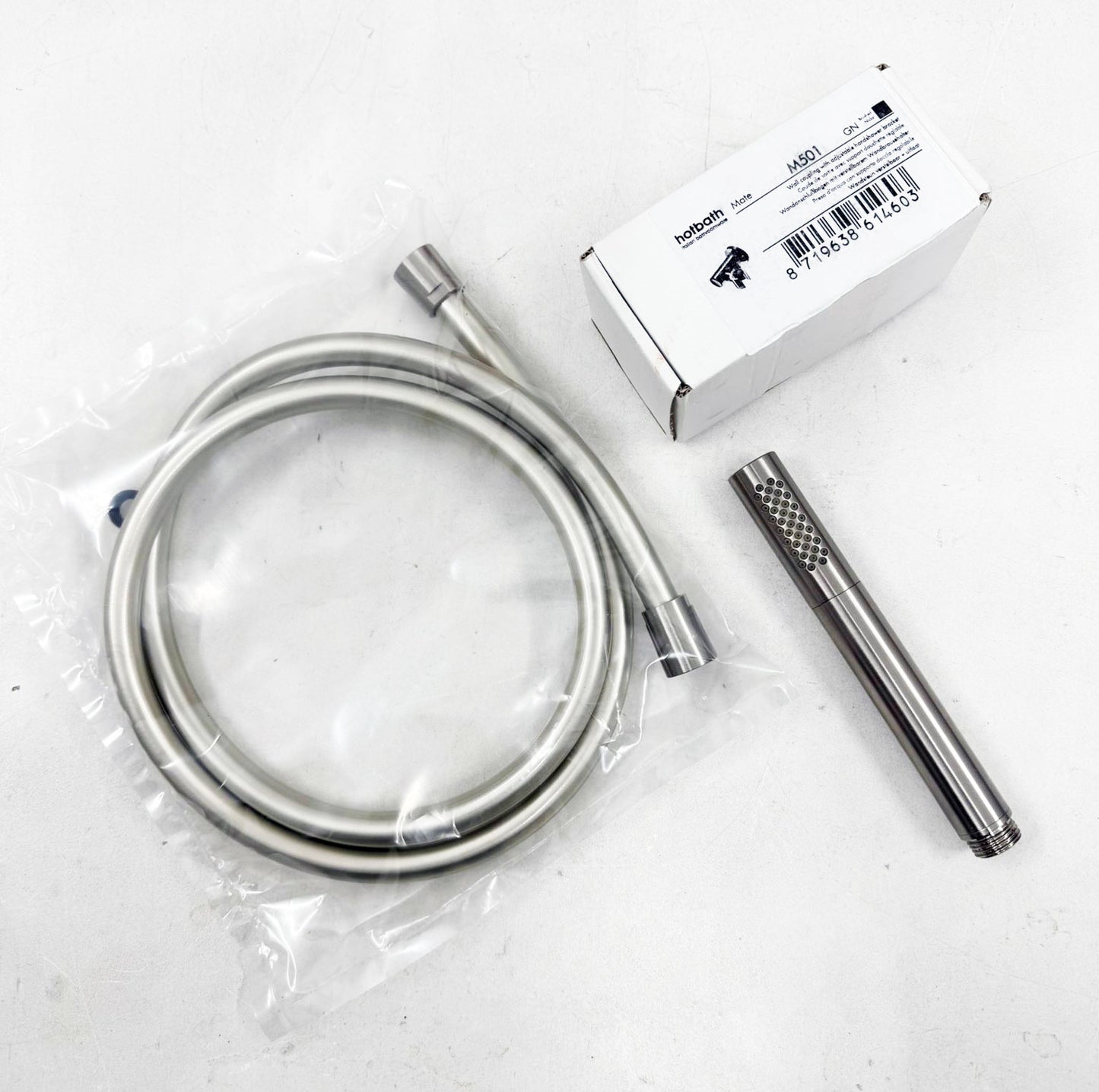 Hotbath Cobber complete inbouw Regendouche set met 3 Pushbuttons, 30 cm hoofddouche met wandbevestiging, Geborsteld nikkel