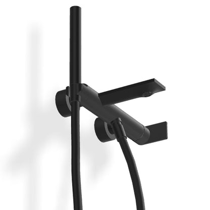 Treemme Ran 1-greeps opbouw design badmengkraan met omstel en douchegarnituur, mat zwart