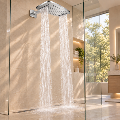 Wiesbaden Roca waterval hoofddouche met douchearm 40x25 Chroom