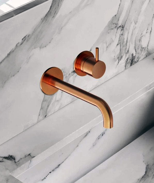 Hotbath Cobber CB005 inbouw wastafelmengkraan met 18 cm uitloop, inclusief inbouw- en afbouwdeel, geborsteld koper PVD