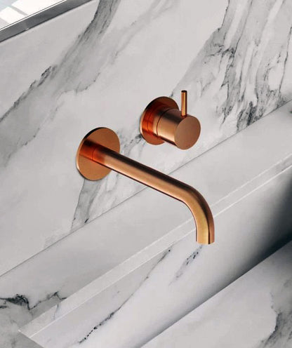 Hotbath Cobber CB005 inbouw wastafelmengkraan met 18 cm uitloop, inclusief inbouw- en afbouwdeel, geborsteld koper PVD