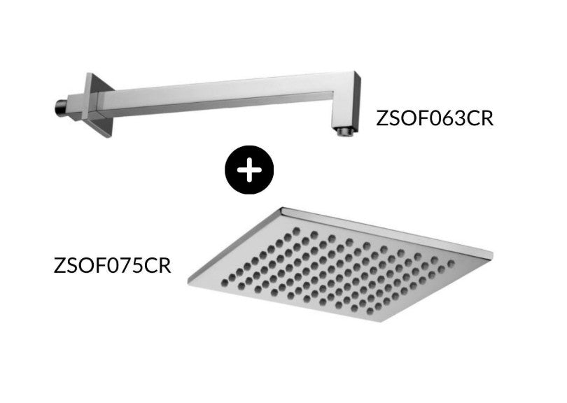 Paffoni Quadro douchekop hoofddouche 200 mm met douche arm, Chroom