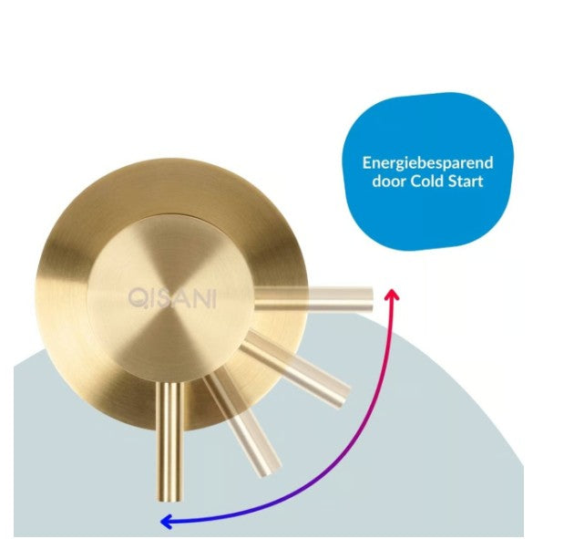Qisani Flow wastafelkraan afbouwdeel met 250 mm uitloop light gold PVD