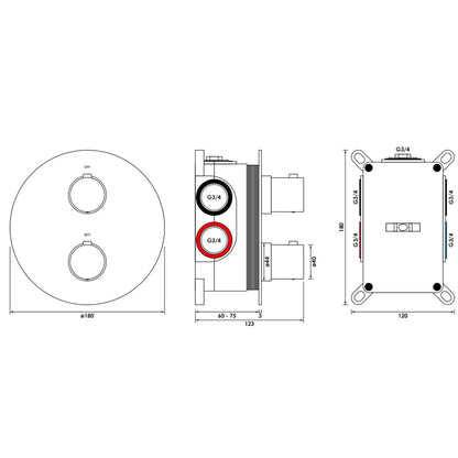 BRAUER Brushed Edition Thermostatische Inbouw Regendouche – Rond, Geborsteld RVS, PVD (showmodel)