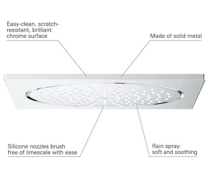 Grohe Hoofddouche Rainshower F-Series 25,4. cm met douchearm, Chroom