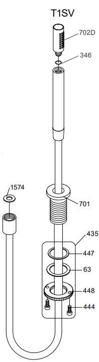 Vola T1MS/150-40 handdouche uittrekbaar met doucheslang 1,5 meter RVS