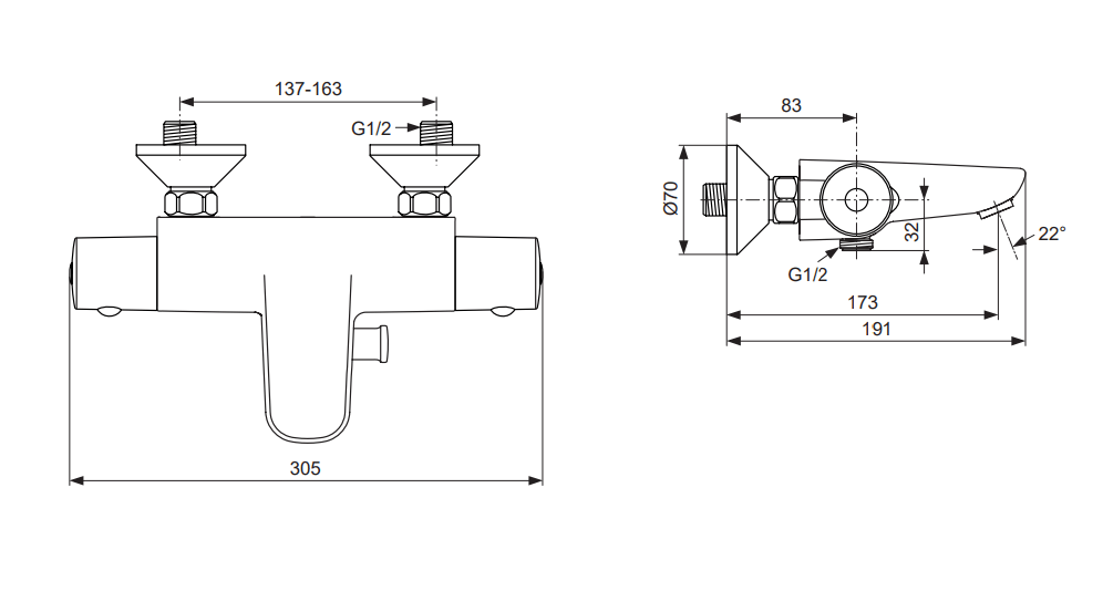 Ideal Standard CeraTherm 50 badkraan thermostatisch met omstel chroom