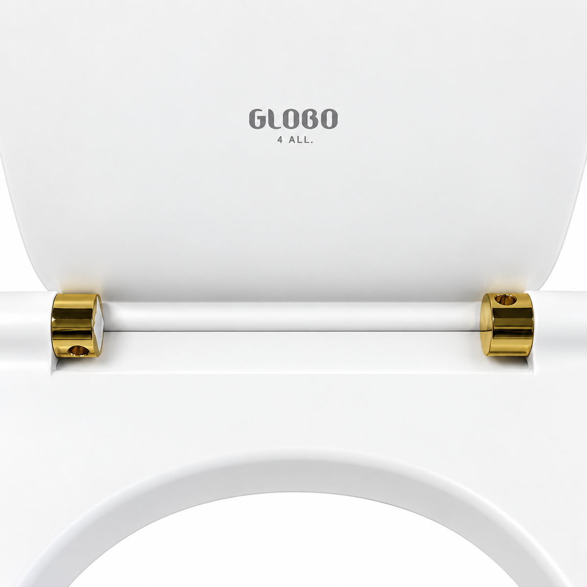 Globo 4ALL closetzitting met softclose – mat wit met goudkleurige scharnieren