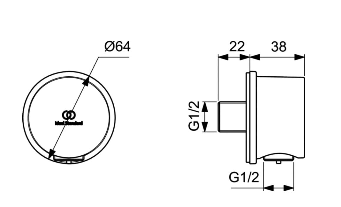 Ideal standard CeraTherm T100 thermostaat met stopkraan voor 1 functie compleet set mat zwart