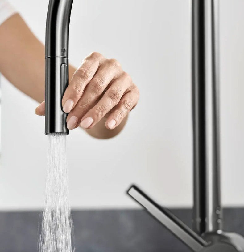 Hansgrohe Talis M54 hoge keukenkraan met uittrekbare handdouche 1-straal, geborsteld zwart chroom