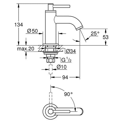 GROHE Atrio New toiletkraan XS-size chroom 20021003