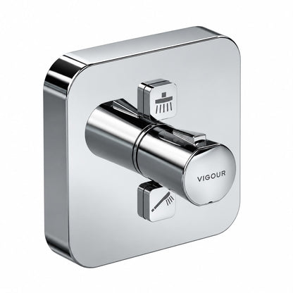 VIGOUR Individual 4.0 TipTec thermostaat-afbouwset voor 2 verbruikers – vierkante rozet, Chroom