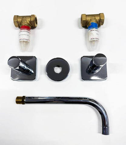 Ponsi Vega 3-gats inbouw wandmengkraan uitloop 220 mm, Chroom