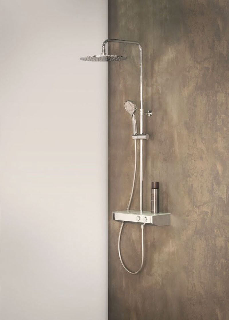 Huber Italia Contenital Push douchesysteem met thermostaat en planchet – chroom/wit