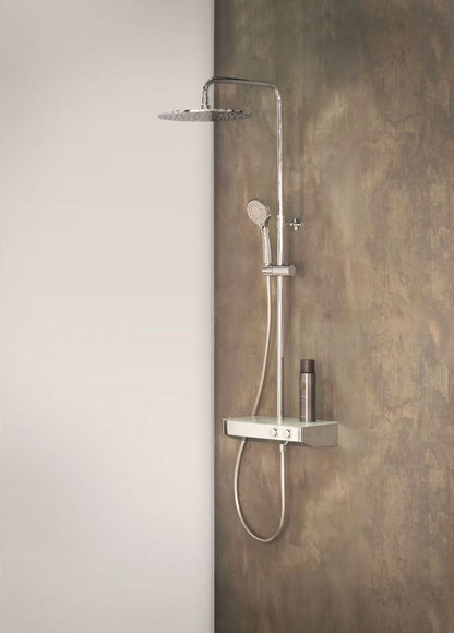 Huber Italia Contenital Push douchesysteem met thermostaat en planchet – chroom/wit