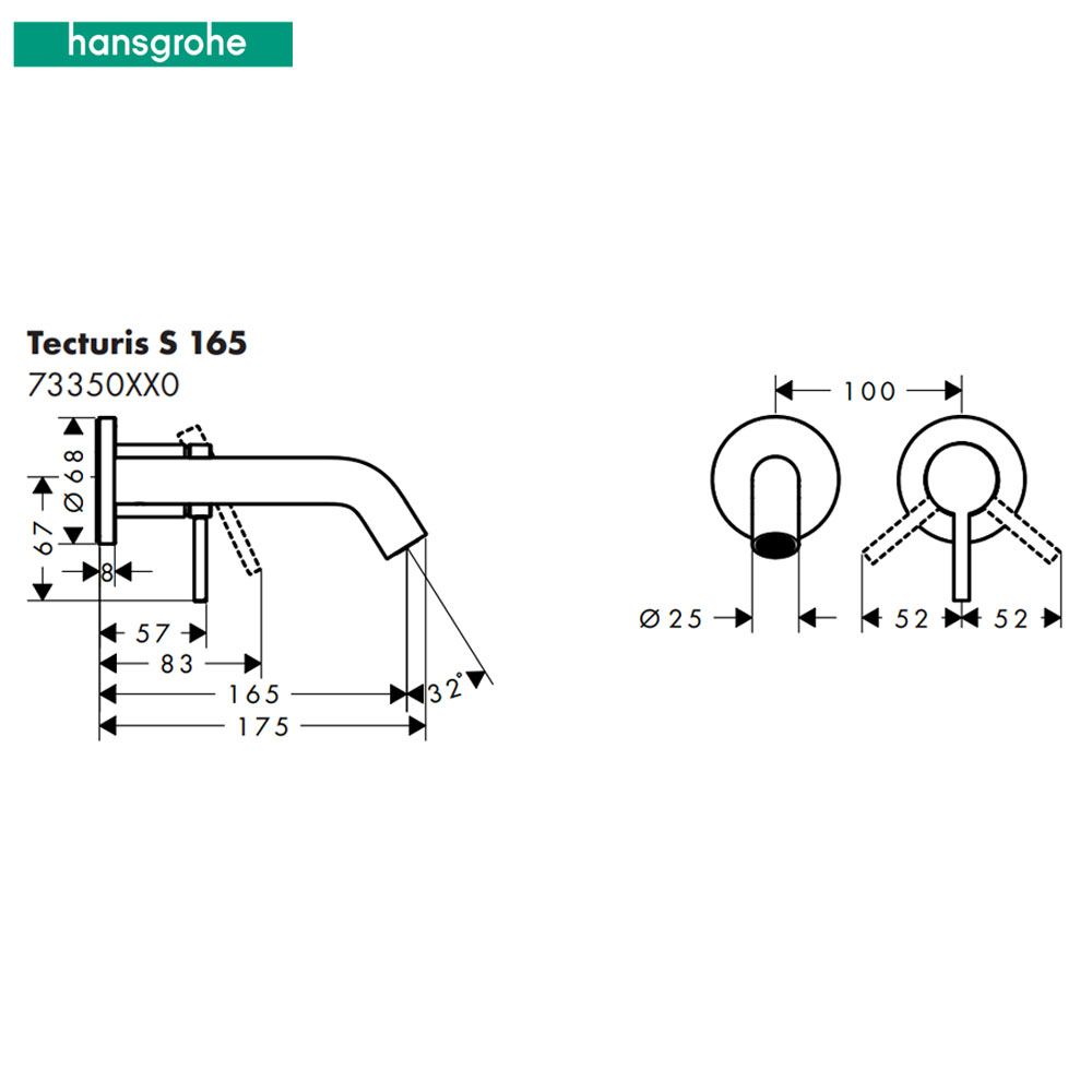 Hansgrohe Tecturis S EcoSmart 2-gats inbouw wastafelkraan met afvoerplug, chroom