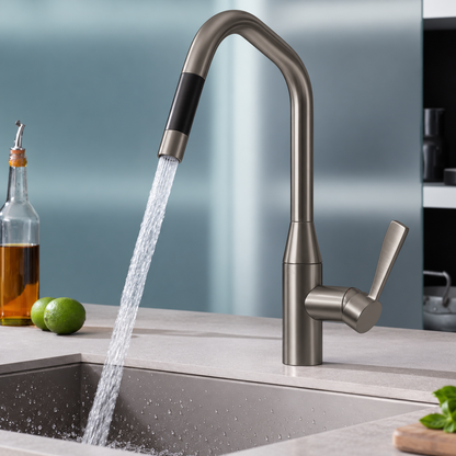 Dornbracht Sync 1 gats keukenkraan met uittrekbare handdouche 360° draaibaar Dark Platinum Mat