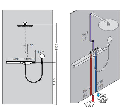 Hansgrohe Axor ShowerSolution thermostaat 800 voor 2 functies, Geborsteld Staal Optic