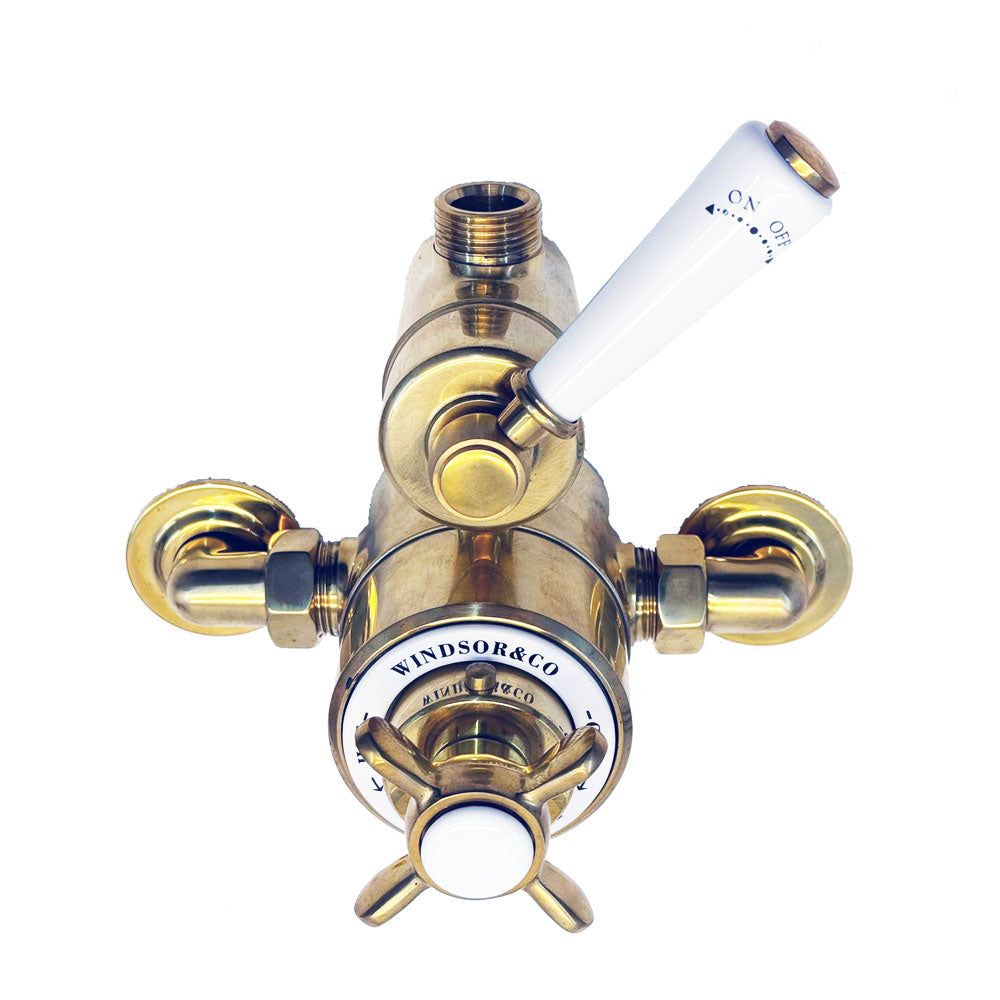 Windsor & Co klassieke losse opbouw thermostaatkraan met één weg, gepolijst messing (living color)