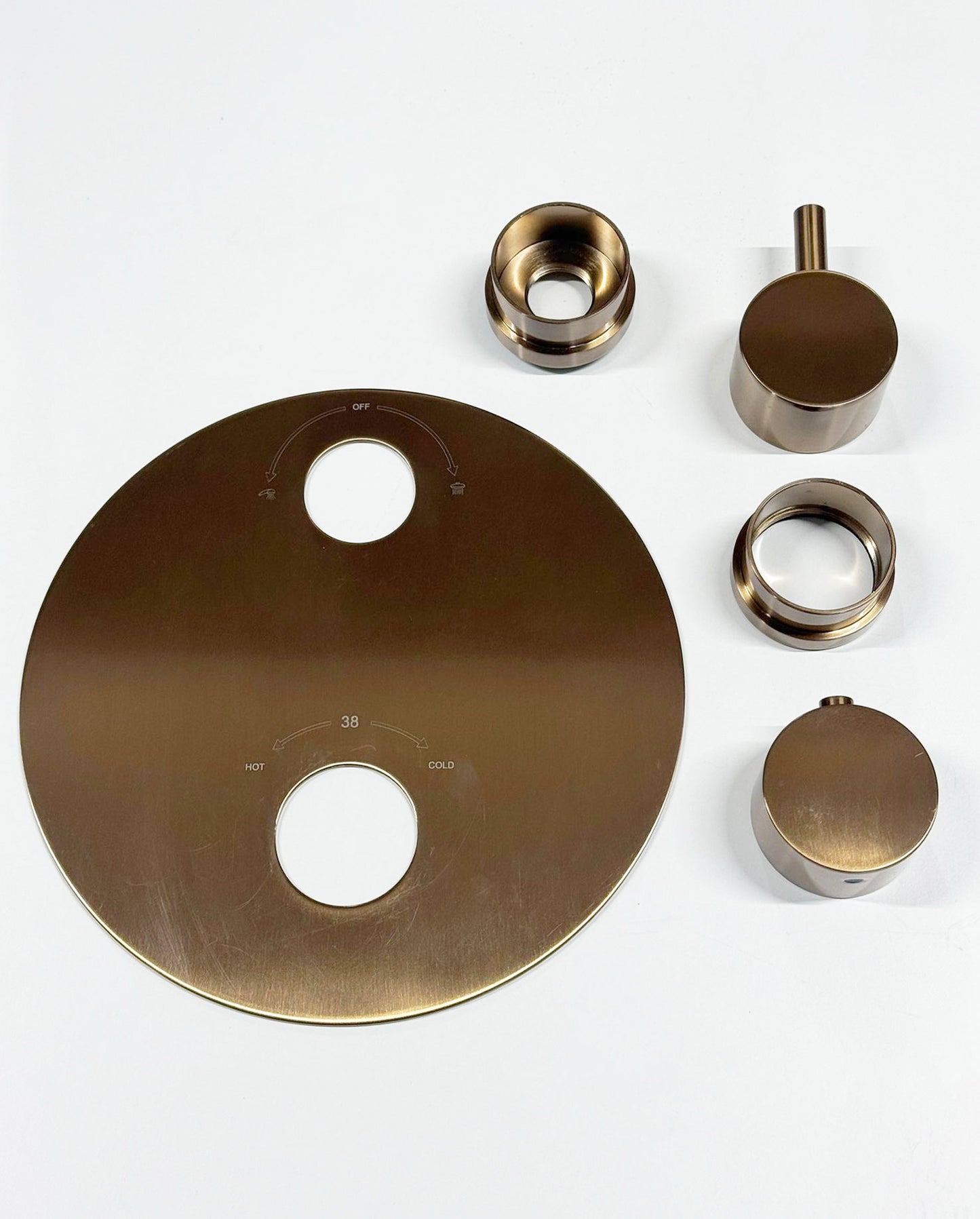 Wiesbaden Caral Afbouwdeel Inbouwthermostaat 2 Weg, geborsteld Brons Koper