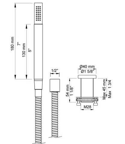 Vola T1MS/150-16 handdouche garnituur met doucheslang 1,5 meter chroom