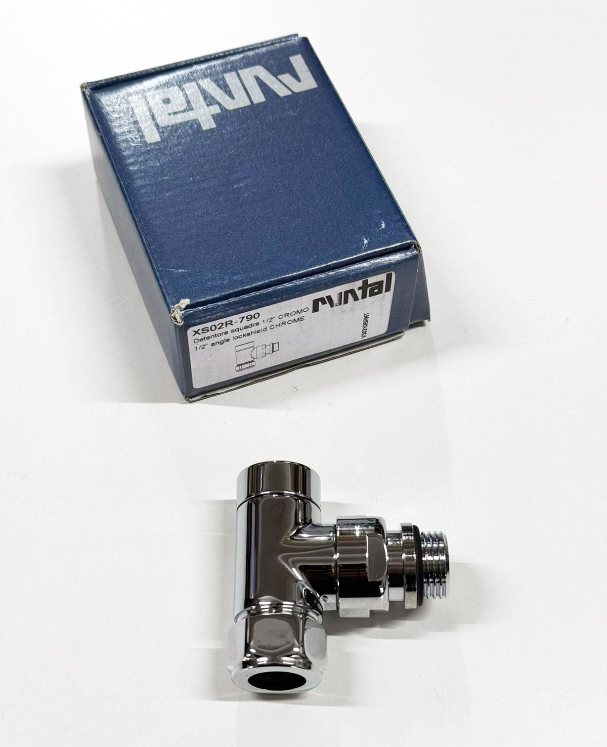 Runtal XS haakse afsluiter chroom XS02R-790