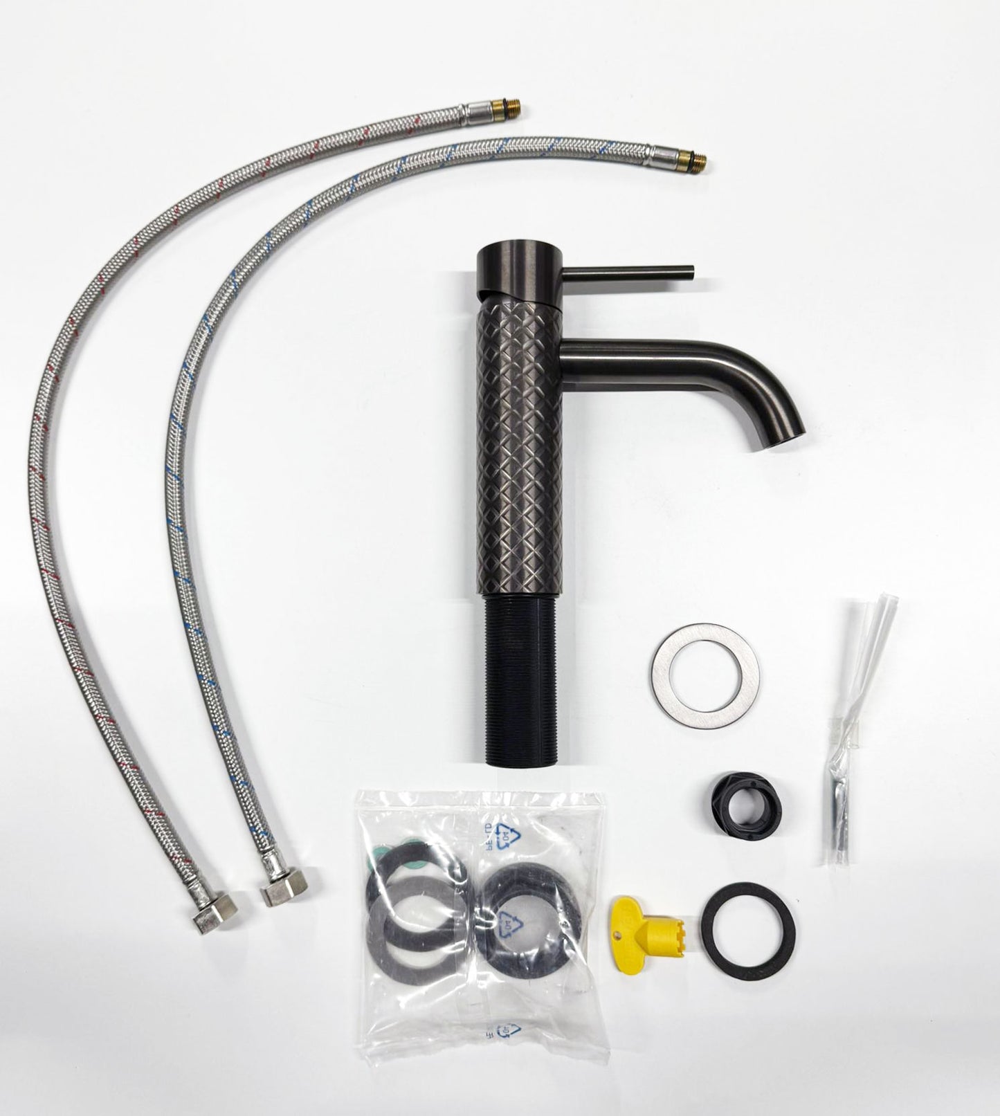 Gessi Intreccio wastafelkraan zwart metaal geborsteld PVD