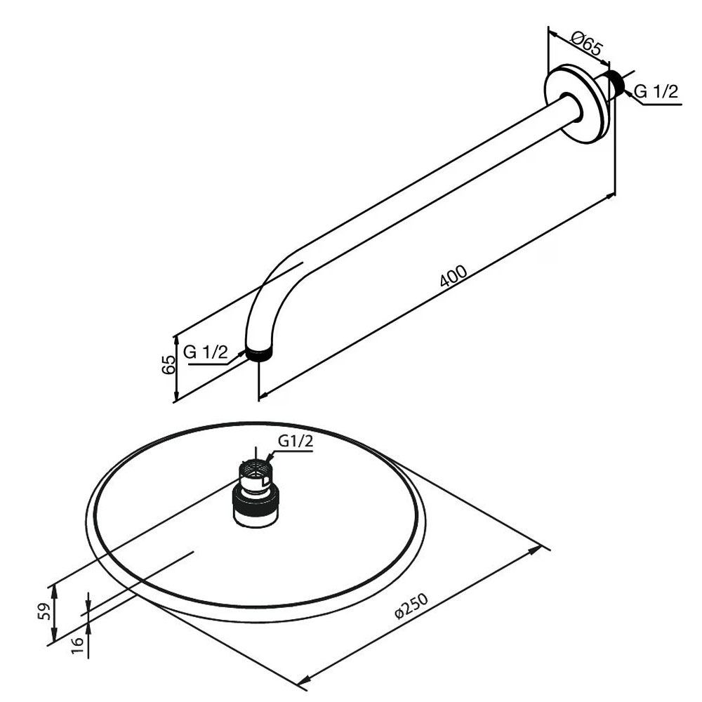 Damixa Silhouet HS-1 compleet inbouw set met 2-weg douche thermostaat en 250 mm hoofddouche, mat zwart