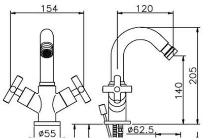 Huber Suite Bidetmengkraan Chroom