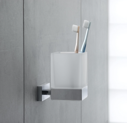 Duravit Karree glashouder, tandenborstelhouder chroom/matglas