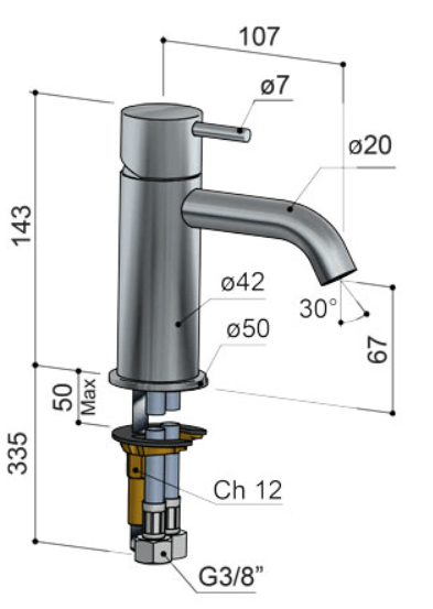 Hotbath Cobber CB003C wastafelkraan geborsteld messing PVD